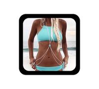 Inilbran Cadena de cuerpo de lágrima turquesa estilo bohemio, vintage, cruzada, color azul, turquesa, barra, cintura, ajustable, para verano, playa, accesorios de joyería para mujer, talla única