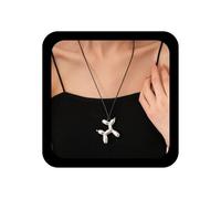 Inilbran Collar largo con colgante de perro con globo bohemio de cuero, collar vintage de caniche de globo 3D, collares de animales lindos para mujer (dorado), Zinc