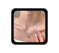 Inilbran Girocollo del cuore di Crystal Boho Collana del cuore dell'amore di strass d'argento Collana di amore scintillante CZ Clavicola di gemma viola vintage Gioielli per le donne