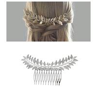 Inilbran Peineta de hojas bohemias, peineta de hojas doradas pasador de peinetas de rama de olivo peinetas para el pelo tocado de hoja vintage peine para mujeres dama de honor accesorios para el