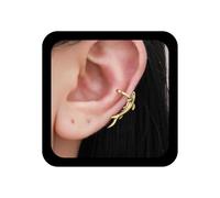 Inilbran Pendientes bohemios con forma de tiburón, vintage, pequeños, para cartílago, aretes de aro dorados con diseño de pez marino, océano, animales, no perforados, joyería para mujer, Zinc
