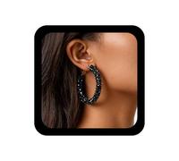 Inilbran Pendientes bohemios grandes de cristal circular, vintage, circonita cúbica, aretes de aro de círculo blanco, aretes de aro punk con purpurina, joyería para mujeres y niñas, Zinc
