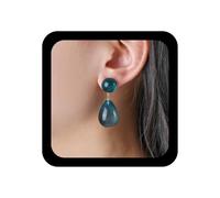 Inilbran Pendientes bohemios grandes de resina en forma de lágrima, color verde y rosa, geométricos, coloridos aretes de gota de agua, aretes ovalados personalizados para mujer, Zinc