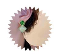 Inilbran Pendientes Boho Piedra Lunar Oro Opalo Piedra Lunar Pendientes Vintage Piedra Lunar Pendientes Cuadrados Esmalte Verde Tachuelas Pendientes Joyeria Para Mujeres Y Niñas