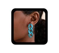 Inilbran Pendientes de cadena cubana punk, grandes, vintage, cadena de clip, aretes de aro de acrílico blanco, aretes de aro góticos, aretes colgantes para mujer, Zinc