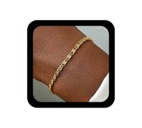 Inilbran Pulsera de cadena de línea bohemia, vintage, simple, pulsera de eslabones geométricos dorados, pulseras ajustables de eslabones esclavos, joyería para mujer, Zinc