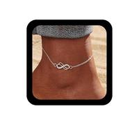 Inilbran Tobillera bohemia con símbolo de amor infinito, cadena de tobillo vintage número 8, cadena de tobillo dorada con símbolo de amor infinito, cadena de pie, accesorios para mujer, Zinc