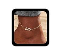 Inilbran Tobillera bohemia con símbolo de amor infinito, cadena de tobillo vintage número 8, cadena de tobillo dorada con símbolo de amor infinito, cadena de pie, accesorios para mujer, Zinc