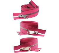 ININOSNP Accesorios de Costura Cremallera metálica de Color, Abierta, autoblocante, Bricolaje, Adecuada for Bolsillos de Ropa, Prendas y Calzado, 3 Piezas(Rose,80cm)