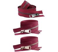 ININOSNP Accesorios de Costura Cremallera metálica de Color, Abierta, autoblocante, Bricolaje, Adecuada for Bolsillos de Ropa, Prendas y Calzado, 3 Piezas(Wine Red,70cm)