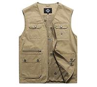 ININOSNP Chaleco sin Mangas Chaleco de Varios tamaños al Aire Libre, Chaqueta de múltiples Bolsillos de Gran tamaño.(Khaki,XX-Large)