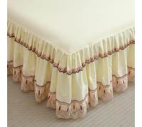 ININOSNP Dobladillo Resistente a Las Arrugas Fitted Valance Sheets Single Double King Size Bedsheet with Skirt Ethnic Style Soft Microfibre Frilled Bedsheets Easy Care(Creamy Yellow,180x200cm)