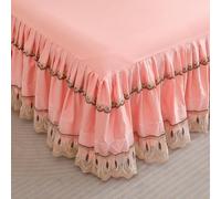 ININOSNP Dobladillo Resistente a Las Arrugas Fitted Valance Sheets Single Double King Size Bedsheet with Skirt Ethnic Style Soft Microfibre Frilled Bedsheets Easy Care(Light Pink,180x220cm)