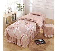 ININOSNP Dobladillo Resistente a Las Arrugas Juego de sábanas de Masaje, Falda de Cama de Belleza de Microfibra Adecuada for Salones de Belleza(Khaki Flower,190x80cm)