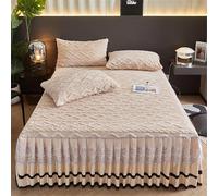 ININOSNP Dobladillo Resistente a Las Arrugas Sábana Suave de Microfibra de Lujo Jacquard con rodapié for Camas Dobles o Individuales(Beige,120x200cm)