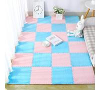ININOSNP Esterillas para Gatear 16 Piezas de tapete de Espuma for Juegos con Borde Entrelazado, mosaicos de Felpa, tapete de Espuma Cuadrado de 30 x 30 cm(Blue+Pink)
