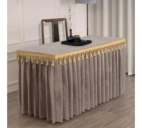 ININOSNP Protección para la Superficie de la Mesa. Mantel Rectangular de Terciopelo con Flecos, for congresos y exposiciones.(Grigio,120x60x75cm)