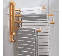 ININOSNP Toallero dorado de 4 barras para inodoro, giratorio, sólido, con ventosa para pared, estante de baño (28 cm)