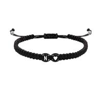 Initial Bracelet For Women - Stainless Steel Adjustable Standard Size | Couple Heart Design Charm Bracelet, 26 Letters Initial Jewelry Gift For Boys Girls, Handmade Friendship Bracelets | Gift Use