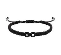 Initial Bracelet For Women - Stainless Steel Adjustable Standard Size | Couple Heart Design Charm Bracelet, 26 Letters Initial Jewelry Gift For Boys Girls, Handmade Friendship Bracelets | Gift Use