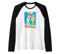 Initial D Bikini Anime Girls on Beach Street Racing Manga Camiseta Manga Raglan