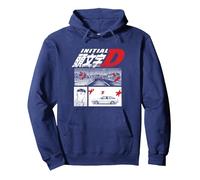 Initial D Manga 3 Panel Sudadera con Capucha, Unisex para Adultos, Azul Marino, XL