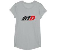 Initial D Manga Main Logo Camiseta, Niñas, Gris Jaspeado, XS