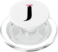 Initial J Letter Name Coquette Monogram with Pink Bow PopSockets PopGrip para MagSafe