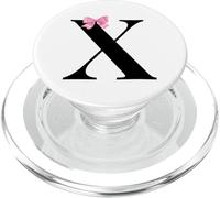 Initial X Coquette Letter Name Monogram with Pink Bow PopSockets PopGrip para MagSafe