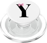 Initial Y Name Coquette Monogram Letter with Pink Bow PopSockets PopGrip para MagSafe