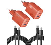 INIU 30W Cargador USB C 2-Paquetes, [USB-C + USB-A] 2-Puertos USBC Cargador iPhone Carga Rapida, Múltiple USBC Enchufe Rápido Pared Adaptador Tipo C para iPhone 17 16 15, iPad Pro Air, Samsung S25 S24