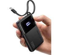 INIU Batería Externa con Cable USB C Integrado, 45 W, 10000 mAh, Carga rápida, Cargador portátil Tipo C, batería Externa más pequeña y Ligera para iPhone 17/16 Pro, Galaxy S25, Google, iPad, Viajes