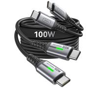 INIU Cable de carga USB C a USB C, [2 unidades de 1 m] QC 4.0 PD 5A 100W de carga rápida, cable trenzado tipo C para iPhone 17 16 Pro Max, Samsung S25 S24 Ultra, iPad Air, MacBook Pro, Switch 2, etc