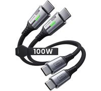 INIU Cable USB C, 100W 0.3m+0.3m Cable de Carga Rápida QC, Trenzado Nylon para Datos y Cargador de Teléfono, Compatible Con iPhone 15 Pro, Samsung S24, iPad, MacBook, Tabletas, LG y Más