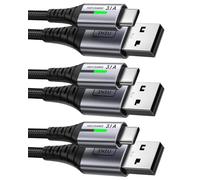INIU Cable USB C, [3 Pack 3.1A] Cable Trenzado Nilón de Carga Rápida QC3.0 Cable USB Tipo C, (2m+2m+0,5m) Cable Sincronización de Datos para iPhone 16 15 Samsung S20 Plus Note 10 Huawei P30 etc.