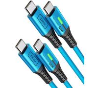 INIU Cable USB C a USB C, 100W [2Pack-2m, Azul] Cable USB C Carga Rapida PD 5A QC 4.0 Cable Tipo C Nylon para iPhone 15 Pro MacBook Pro 2020 Samsung S22 Ultra iPad Air Pixel 7 Huawei P30 Steam Deck