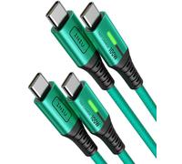 INIU Cable USB C a USB C, 100W [2Pack-2m, Verde] Cable USB C Carga Rapida PD 5A QC 4.0 Cable Tipo C Nylon para iPhone 15 Pro MacBook Pro 2020 Samsung S22 Ultra iPad Air Pixel 7 Huawei P30 Steam Deck
