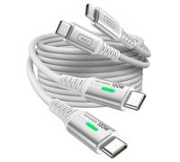 INIU Cable USB-C a USB-C, [blanco, 3.3 pies + 3.3 pies] Cable de carga rápida tipo C a C para iPhone 15, Samsung S24, S23, Pixel 8, etc.