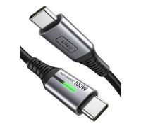 INIU Cable USB C a USB C de 100 W, [1 pie, negro] Cable corto USB C de carga rápida para iPhone 15 Pro Max, Samsung Galaxy S24, MacBook Pro 14, iPad Pro y más.