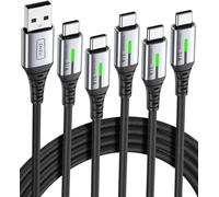 INIU Cable USB C Carga Rapida 3,1A, [5 Pack] QC3,0 Cable USB A USB C, Cable Tipo C Trenzado de Nilón para iPhone 16 15 Pro Max Samsung S20 S10 S9 Note 10 9 8 Huawei Xiaomi (2+2+1+1+0.5m) etc.