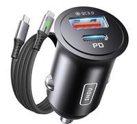 INIU Cargador Coche Carga Rápida, 60W Total [USB C 30W+USB A 30W] PD & QC3.0 Car Charger+[1m] 100W Cable, USB C Cargador Mechero Coche para Movil iPhone 16 15 14 Pro MAX iPad Samsung S25 Huawei LG