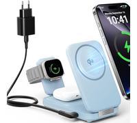 INIU Cargador inalámbrico 3 en 1, 15 W, Qi2, Plegable, para iPhone 16/15/14/13, Apple Watch Ultra/10/8/7/6/5, Pro/3/2