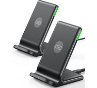 INIU Cargador Inalámbrico Rápido [2Pack], 15W Certificación Qi Wireless Charger Indicador Adaptativo Inteligente Estación Stand para iPhone 16 15 14 13 12 11 Pro MAX Samsung Galaxy Google Xiaomi etc