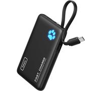 INIU Cargador portátil de 10000 mAh con cables USB C integrados, batería externa ligera tipo C de 20 W, batería externa ligera para iPhone 17/16 Pro, Samsung S25, Google, iPad, viajes, etc
