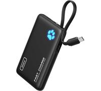 INIU Cargador portátil pequeño y ligero de 10000 mAh con cable USB C integrado y linterna, batería esencial de viaje para iPhone 17/16/15, Samsung, Xiaomi, Android, tablet, etc