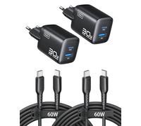 INIU 30W Cargador USB C 2-Paquetes, [USBC + USBA] 2-Puertos Tipo Enchufe Cargador Carga Rapida, Múltiple Cargadores Rápido Pared Adaptador Tipo C para iPhone 16 15 Pro MAX Plus, iPad Air, Samsung S24