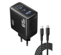 INIU Cargador USB C, 65W 3-Puertos Laptop Cargador Rápido con 1.5m Cable | Protección Avanzada, Plegable, GaN, Cargador de Viaje para MacBook Pro Air, iPad, iPhone 17 16, Samsung S25, Switch 2 etc