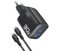 INIU Cargador USB C 30W, 2 Puerto Cargador Tipo C Carga Rapida con USB C Cable, PD 3.0 Cargador portatil de Pared Compacto para iPhone 16 15 Pro MAX, iPad, Samsung S24 Ultra, Google, Xiaomi, Huawei