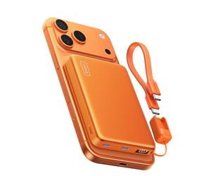 INIU for MagSafe Power Bank, Slimmest 25W Qi2.2 10000mAh Magnetic Portable Charger, 45W PD Fast Charging with USB C Cable, Battery Pack for iPhone Air 17 16 15 14 13 12 Only, Orange