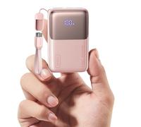 INIU Power Bank, Ultra Mini 45W Carga Rápida 10000mAh Bateria Externa con Cable USB C Desmontable, Apto para Avión & Esenciales de Viaje, Bateria Portatil para iPhone 17 16, Xiaomi, Rosa Claro